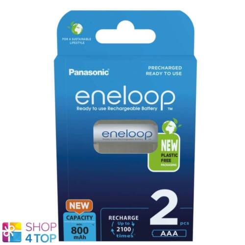 2 Panasonic AAA eneloop Eco Friendly LR03 Rechargeable Batteries 800mAh 2BL New - Picture 1 of 3