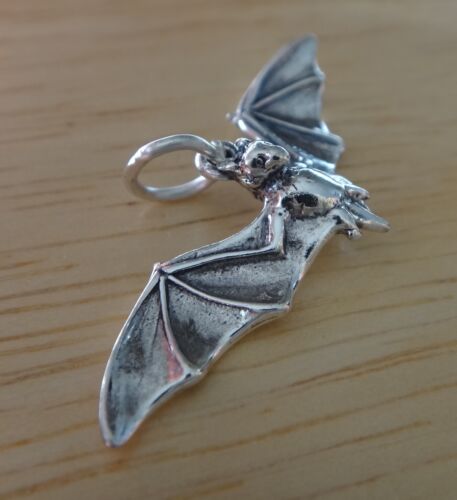 ¡Dije murciélago fruta vampiro de plata esterlina Halloween 3D 12x5 mm! - Imagen 2 de 4