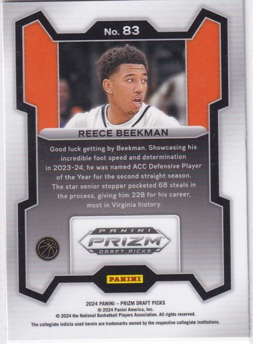 2024 Panini Prizm Draft Picks Basketball No. 83 Reece Beekman Rookie - Bild 2 von 2