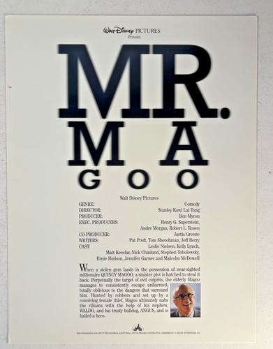 Mr. Magoo (1997) Disney Pressemappe Promokarte ~ Leslie Nielsen Film Erinnerungsstücke - Bild 1 von 4