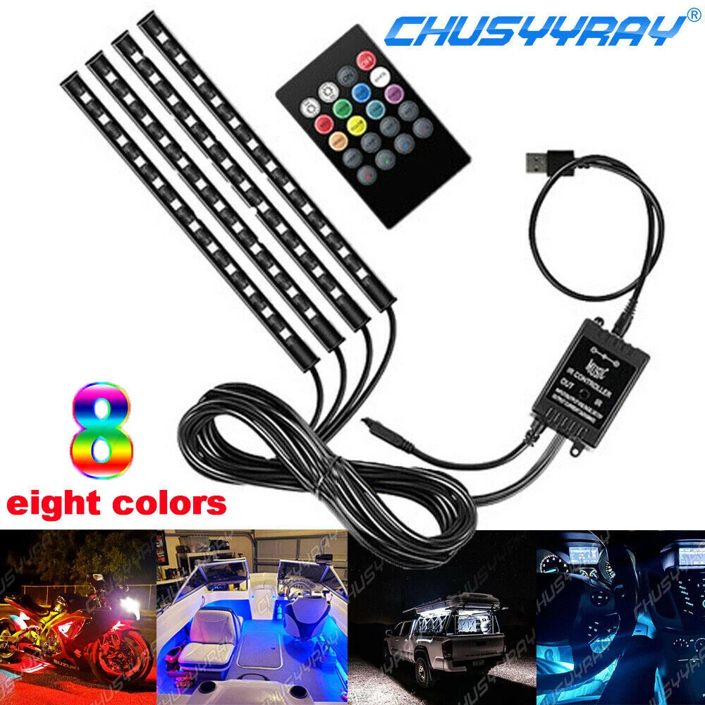 Luces LED Para Autos Carro Coche Interior De Colores Decorativas accesorios  NEW