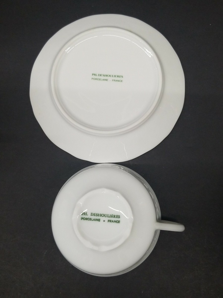 食器 PH.DESHOULIERES Philippe PH Deshoulieres De Blanc Porcelain Cup Saucer (10) Set