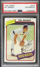 1980 Sal Bando Milwaukee Brewers Signed Topps Trading Card (PSA/DNA Slabbed)