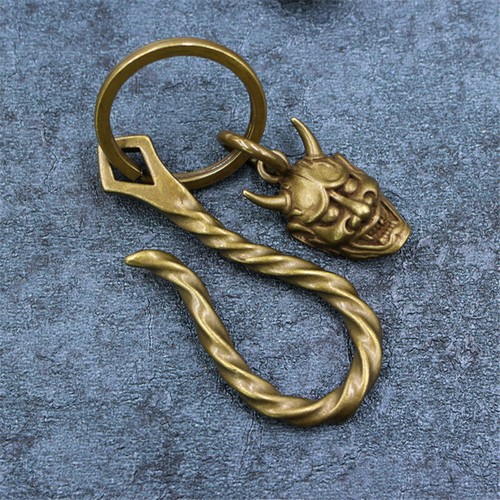 Retro Brass Hannya Keyring Ornament Keychian Pendant Accessory Handwork Gift - Picture 3 of 12
