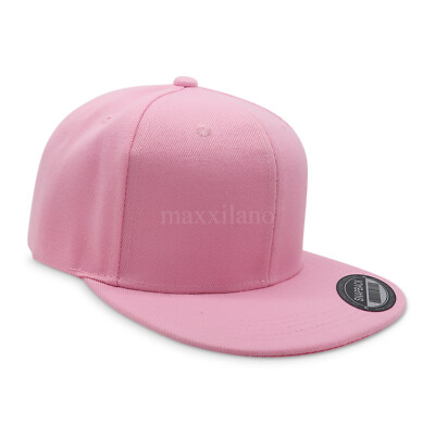 Blank Snapback Hat Flat Bill Trucker Mesh Cap Plain Solid Adjustable Unisex OS