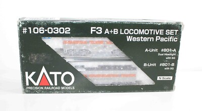 N Scale Kato 106-0302 F3A/B Diesel Locomotive Western Pacific #801A & #801B Set