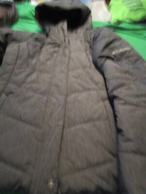 MINT WORN ONCE! COLUMBIA WOMENS HOODED ZIP FRONT WINTER JACKET/COAT GRAY XS X-SM