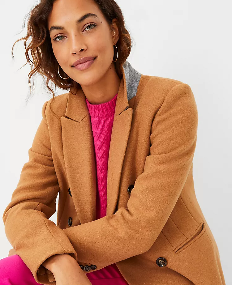 NEW ANN TAYLOR $248 CAMEL WOOL BLEND FLEUR CHESTERFIELD COAT SZ XL