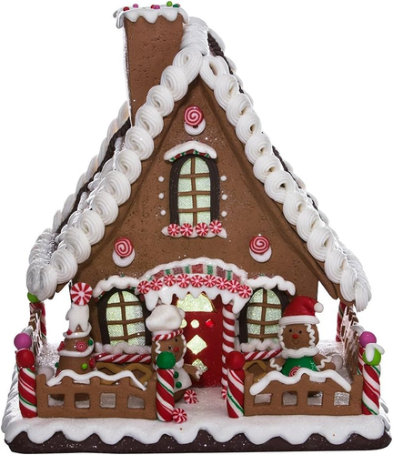 Kurt Adler 10" Battery-Operated Claydough LED Gingerbread House Tablepiece - Picture 8 of 10