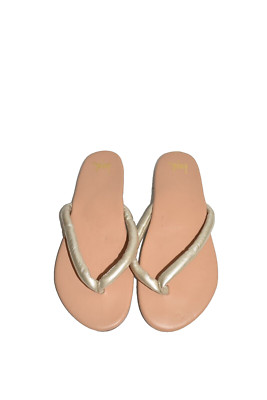 $220 BEEK SUNBIRD LEATHER PUFFY THONG SLIDE SHOES GOLD BEACH 9  (DB11)