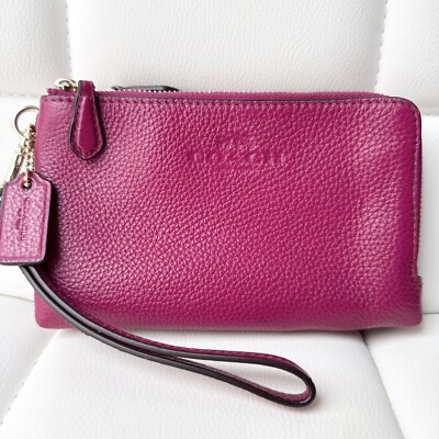 Coach New York - Magenta Pink Double Corner Zip Womens Wristlet