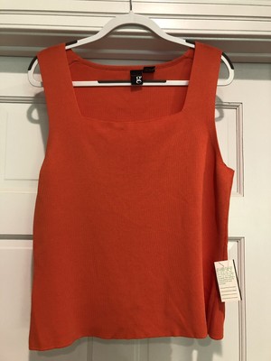 Essential G ~ Women's Rayon Blend Square Neck Top - Orange XL - NWT ~ Nice