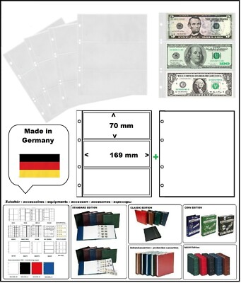 BANKNOTENHÜLLEN NUMOH 3C NH 3y 169x70mm + ZWL-W Für Banknoten LOOK 316522 5 Pack