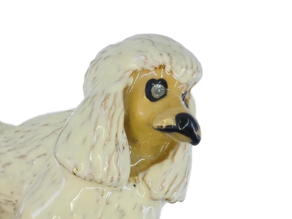 DE COLECCIÓN ERWIN PERLA DISEÑADOR ESMALTE con OJOS DE CRISTAL CANICHE PERRO BROCHE Foto 3 de 4