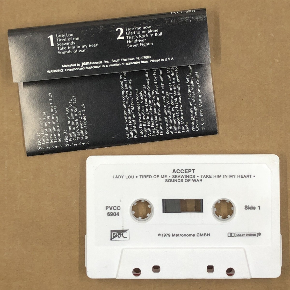 ACCEPT Cassette Tape SELF TITLED 1984 80s Reissue Rock Metal