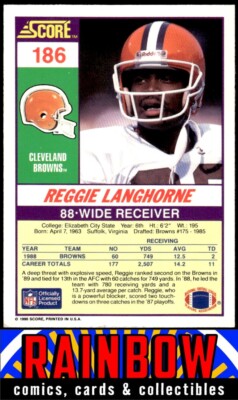 1990 Score #186 Reggie Langhorne Cleveland Browns | eBay