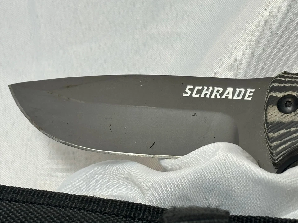 Cuchillo Schrade SCHF61 Full Tang borde liso hoja fija con funda mango Micarta Foto 2 de 4