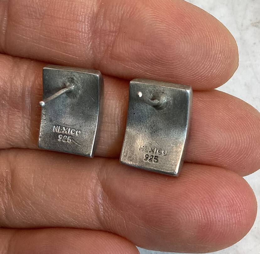 Vintage Sterling Silver Rectangular Matte Brushed… - image 7