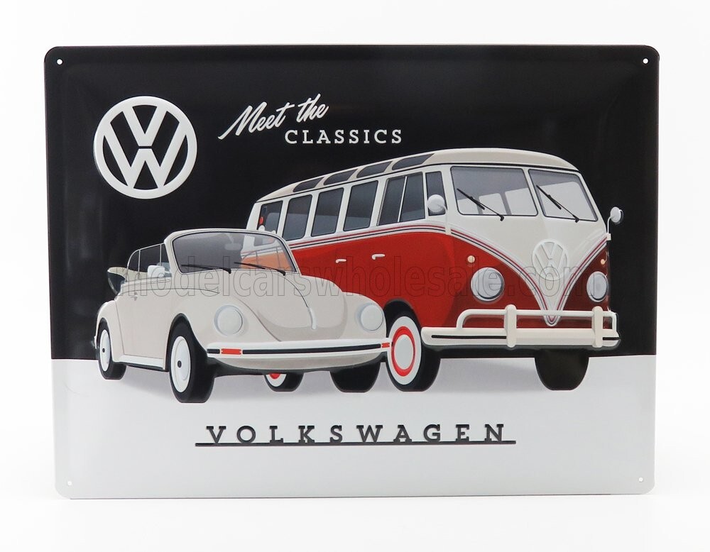 ACCESSORIES - 3D METAL PLATE - VOLKSWAGEN CLASSIC - BLACK WHITE RED - 1/1