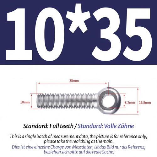 M5-M24 Eye Bolts Threaded Rings A2 Stainless Catenary Wire Hanging Eyelet Screws - Picture 54 of 150