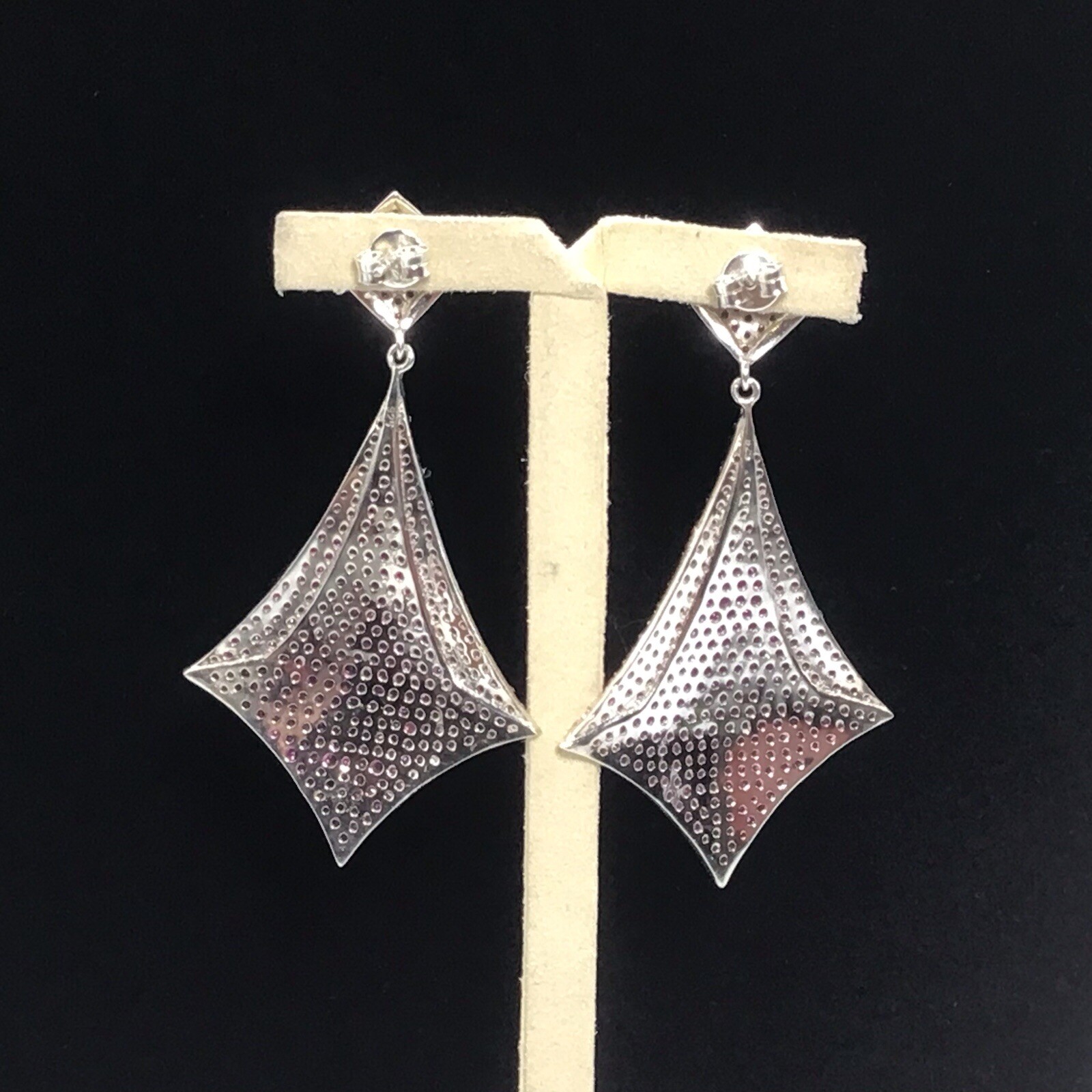 Sterling Silver Large Dangle Ruby  Earrings 2.5” - image 2