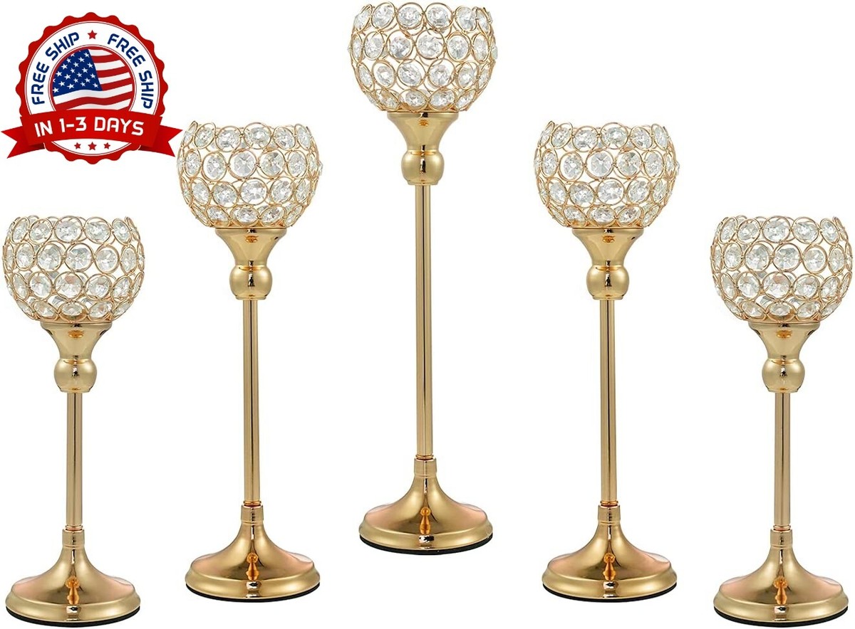 Candelarios Candelabros Elegantes Para Decoracion De Mesa Finos Cristal  Juego 5, image size:1200x884