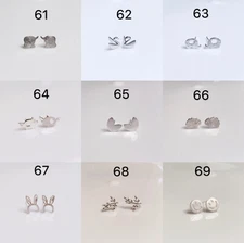 925 Sterling Silver Animal Shape Dainty Stud Earrings Gift Box Free Shipping