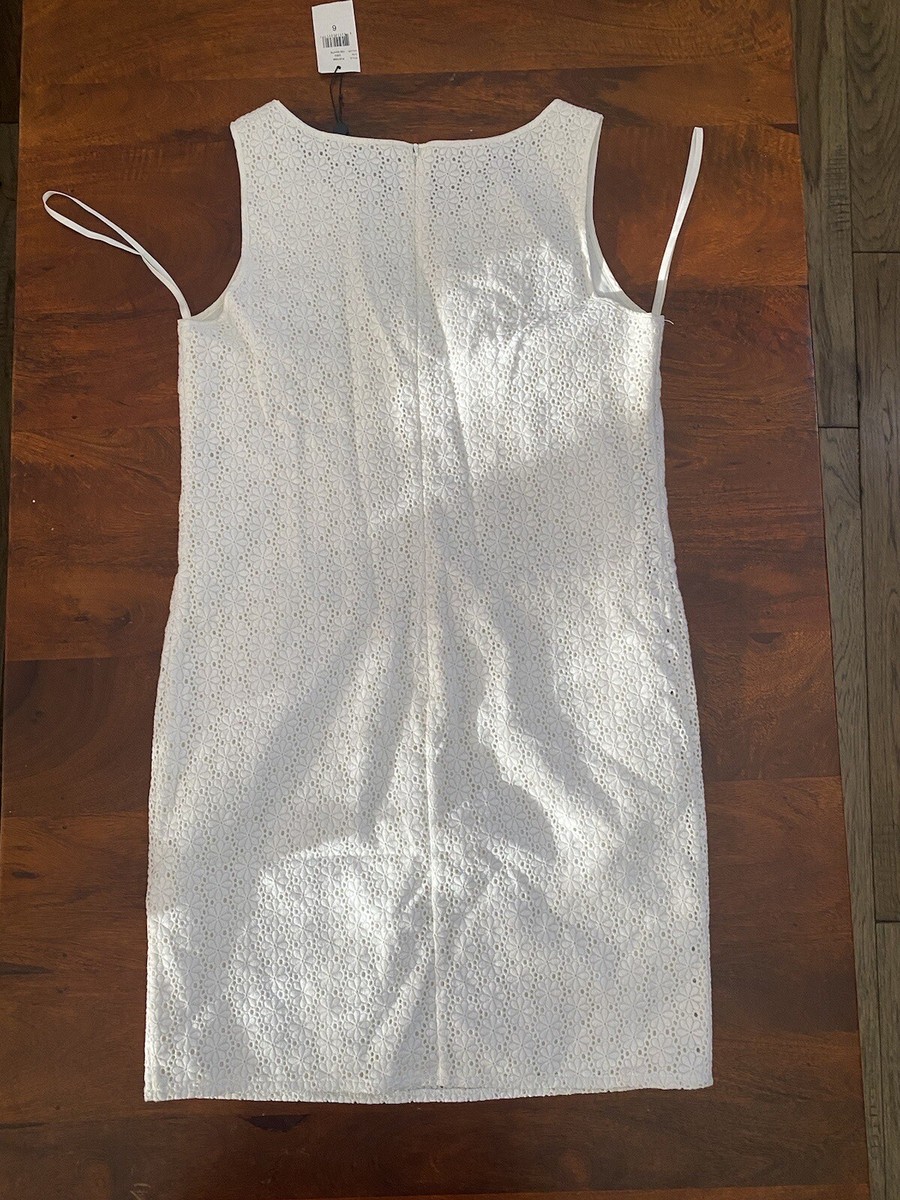 Ava & Aiden White Cotton Lace Overlay Sheath Dress Womens 6 NWT | eBay