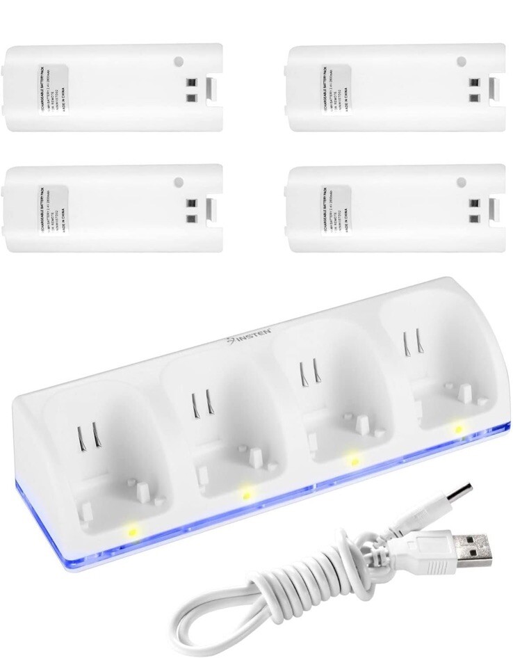 4 Rechargeable Wii Remote Batteries with Charging Dock-image