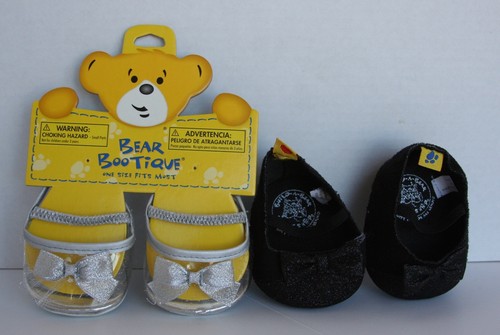 BUILD A BEAR 2 STCK SCHUHE schwarz Glitzer elegant klar silber Glitzer elegant Stiefel - Bild 1 von 2