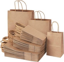 120pcs Brown Paper Bags with Handles Mixed Size Bulk Kraft Paper Gift Bags fo...