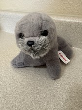 Small Gray Baby Pup Seal Bean Plush 6" Stuffed Animal by Aurora