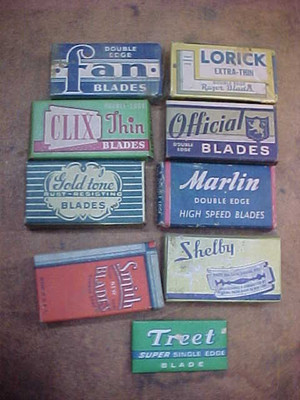Vtg. Razor Blade Collection Treet Smith Shelby Fan Clix Marlin Lorick Official