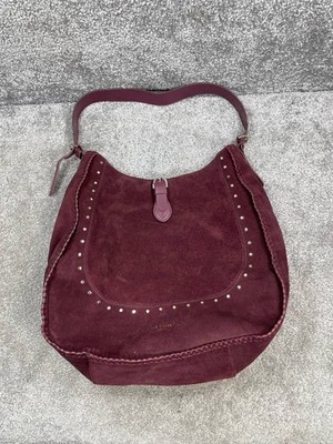 Ted Baker Hobo Bag Kalrina Burgundy Suede Studded Inner Zip