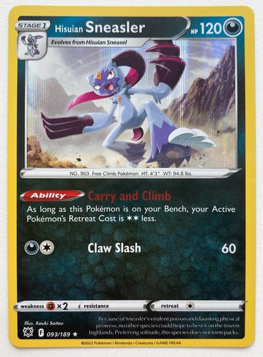 Hisuian Sneasler 093/189 Swsh10: Astral Radiance Holo Pokémon