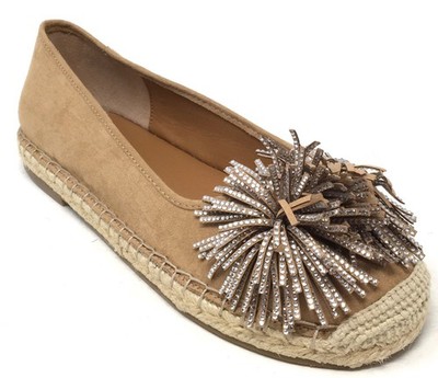 Charles by Charles David Omen Women's Size 10 Tan Pompom Espadrille Flat Shoes