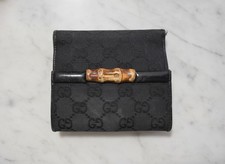 Gucci Bamboo GG Canvas French Flap Wallet Bla...