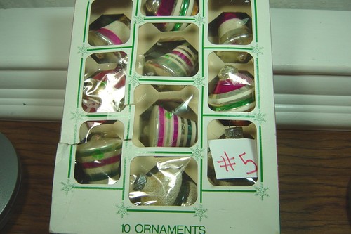 VINTAGE GLASS BALL ORNAMENTS-MIXED LOT OF 10-SOME FROSTED & 1 INDENTED