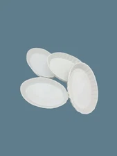 Bonjour White Oval Individual Gratin Dishes Set of 4 Fluted Ramekin Bakers