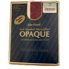 Vintage Nice Touch Opaque Soft Sueded Microfiber Pantyhose Tall Burgundy USA