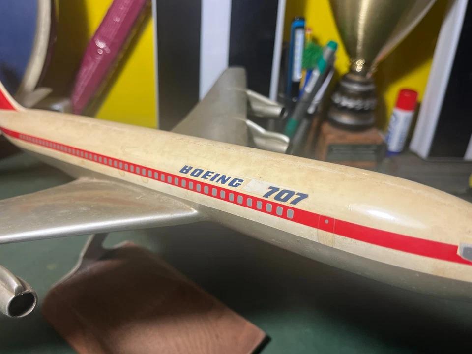 1958-1979 AEREO BOEING 707 GRANDE MODELLO VINTAGE DA COLLEZIONE 47cm - Immagine 2 di 4