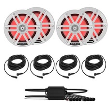 Rockford Fosgate 2 Pairs M1-65 Marine 6.5" PMX-RGB Optix 4 RGB-25 Cable