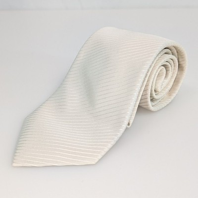 Kenneth Cole Reaction Striped 100% Silk Neck Tie 3.5 x 57 Cream White Hand Made
