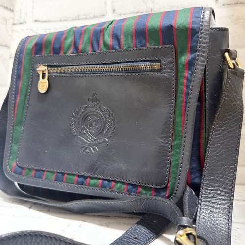 Celine Triomphe Stripe Tri-color Leather Shoulder Bag Used Authentic
