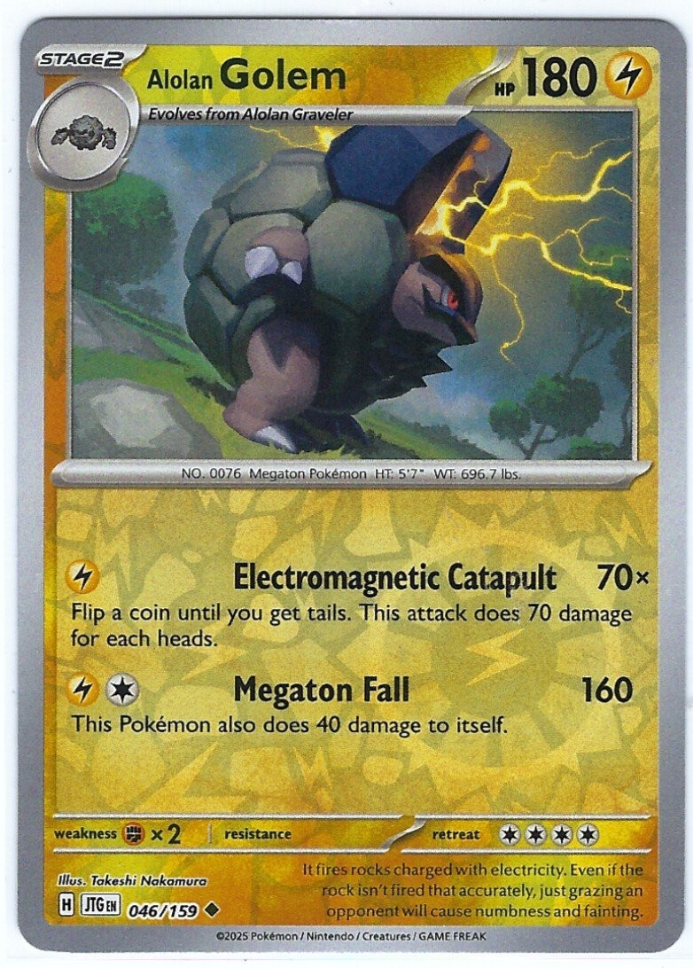 Alolan Golem - REVERSE HOLO FOIL - Journey Together card #46/159 - FRESH PULL NM