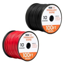 10 Gauge Primary Automotive Wire - 2 Roll Red Black Pack - 100 Ft of Copper