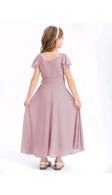 gray long sleeve bridesmaid dress Lavetir Long Bridesmaid Dresses with Sleeves Gray A-line Chiffon V-Neck with Pockets & Slits 2026