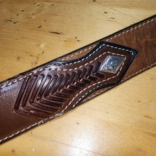 NOCONA sz 30 brown leather belt silver conchos no buckle