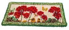Flowers  Butterflies Garden Nature Theme Hook Latch Rug Wall Hanging 38 x 18"