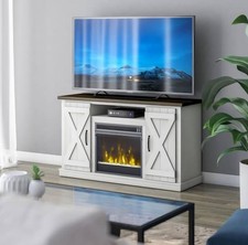Farmhouse TV Stand with Electric Fireplace